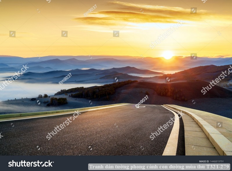 Tranh dán tường phong cảnh hồ thác, cây cối T321-480